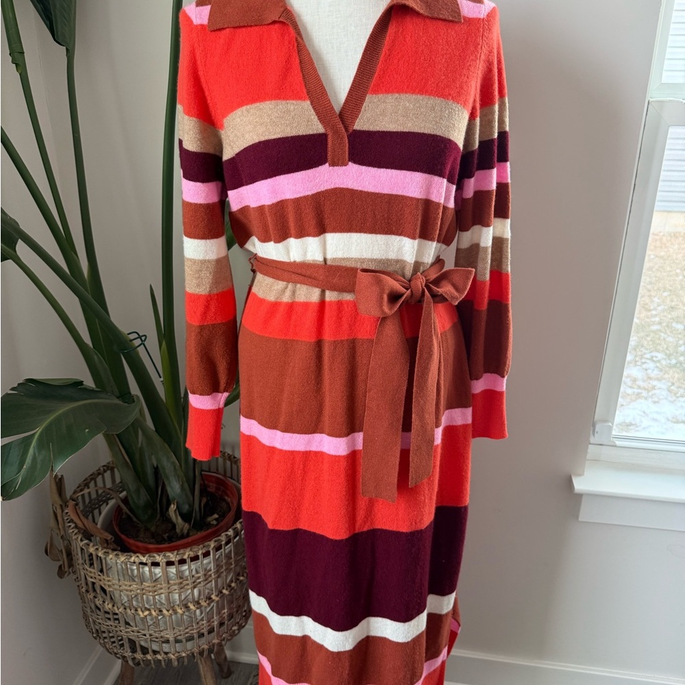 Charter Club Cashmere Striped Knit Dress with Belt